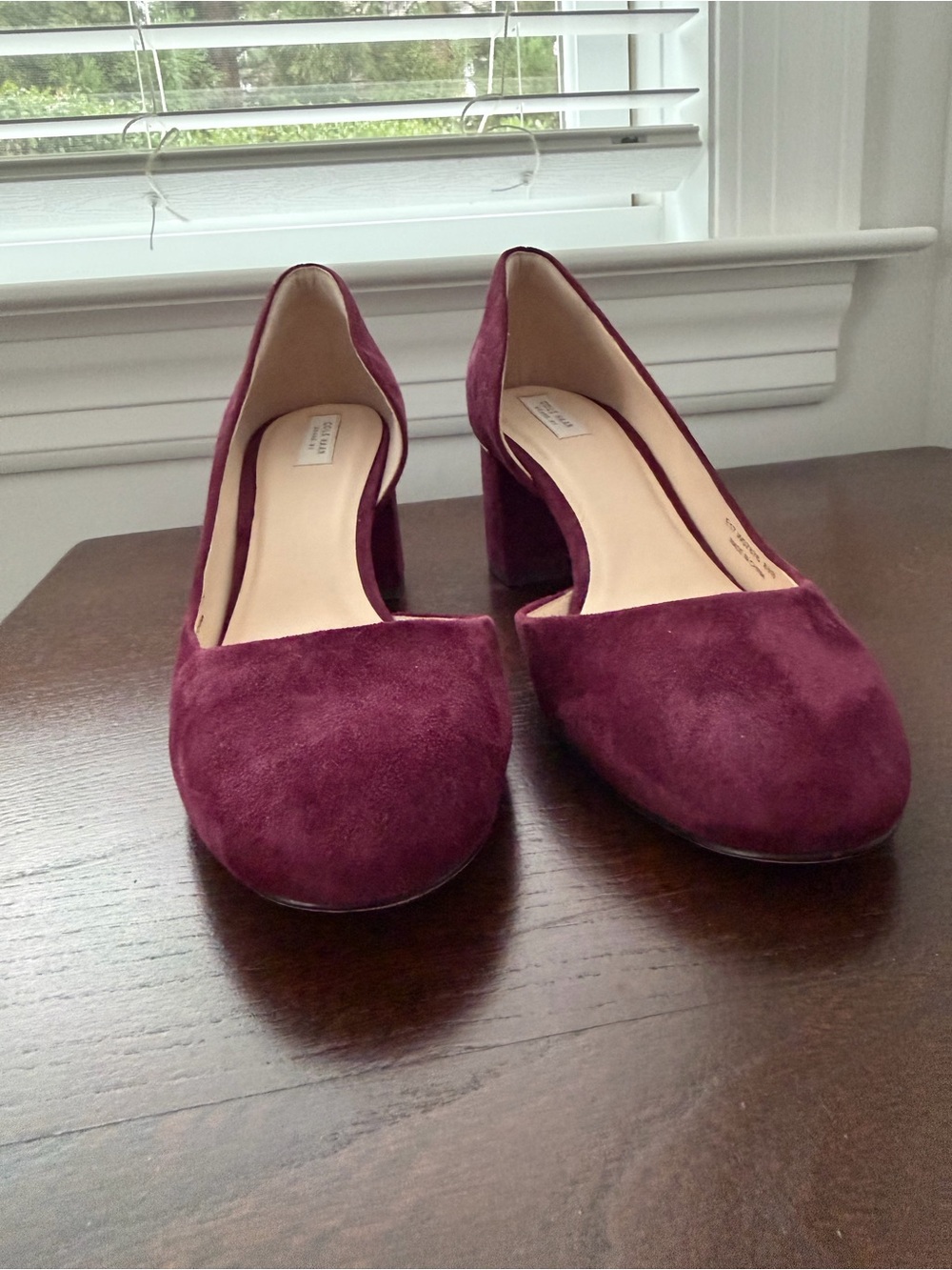 Cole Haan Grand OS Burgundy Suede D’Orsay Block Heel Pumps 8.5B - Picture 2 of 7